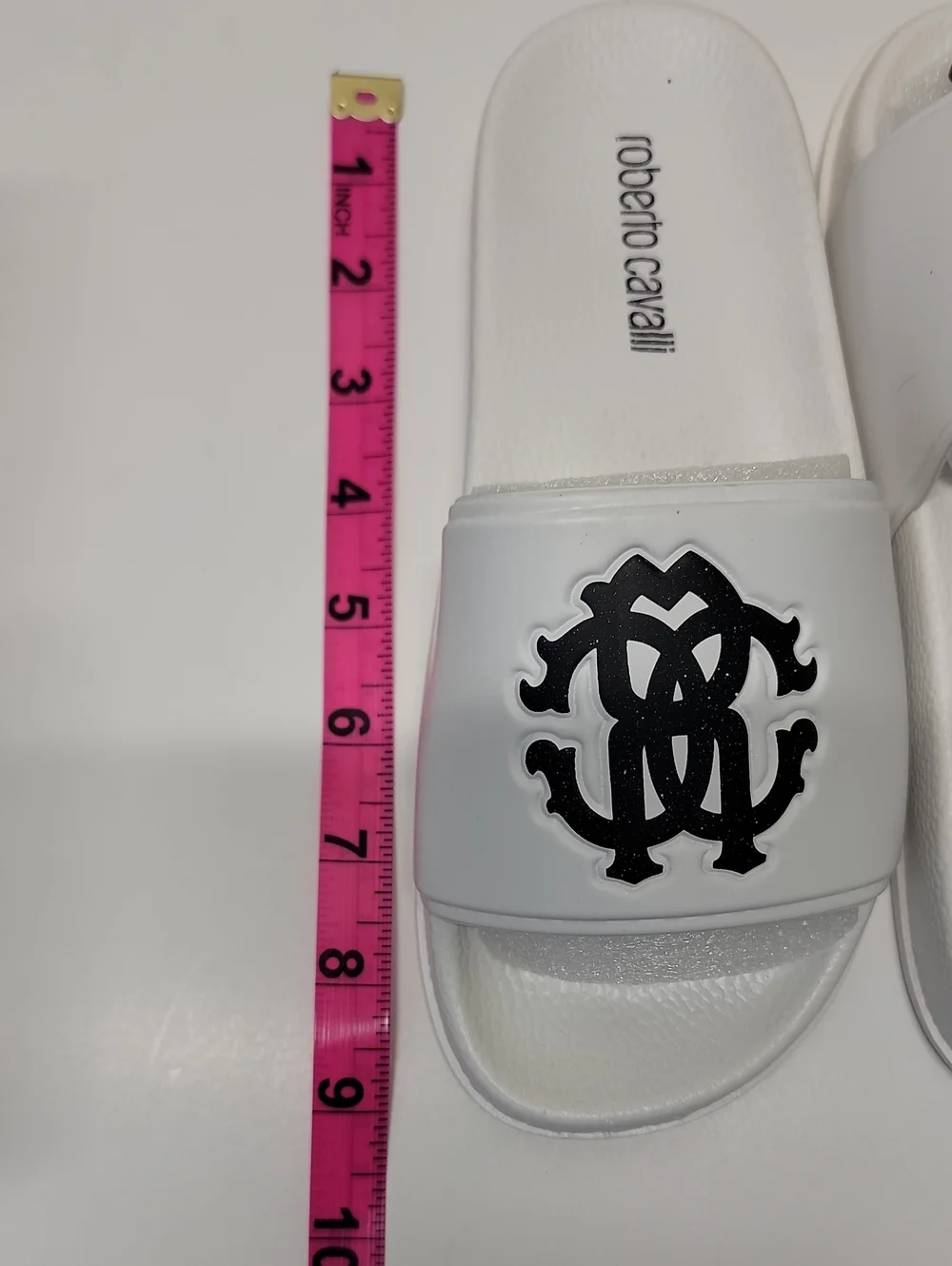 Roberto Cavalli White Logo Slide Sandals for Big Kid US 1.5 - 2 NEW IN BOX